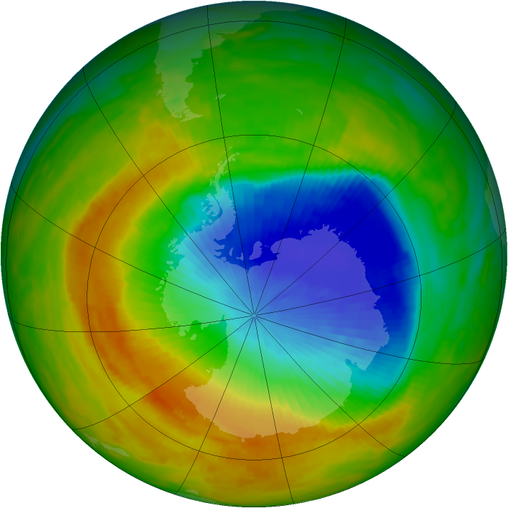 Antarctic ozone map for 07 November 1991